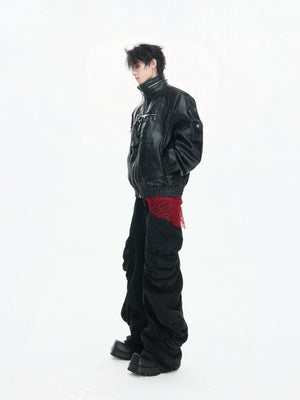 Distressed Multi-Zip Faux Leather Stand Collar Jacket - main image 3