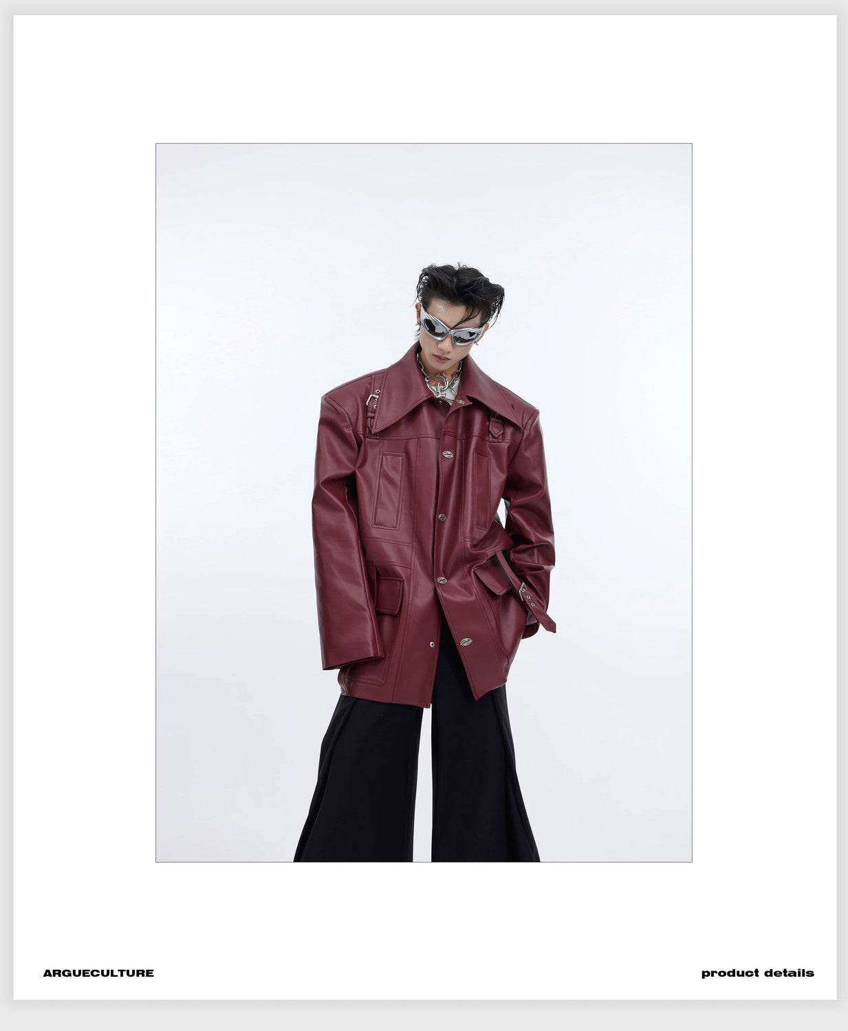 desc::distressed-oversized-leather-jacket-with-3d-bone-detailing-detail-img-2
