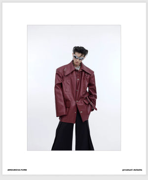 desc::distressed-oversized-leather-jacket-with-3d-bone-detailing-detail-img-2