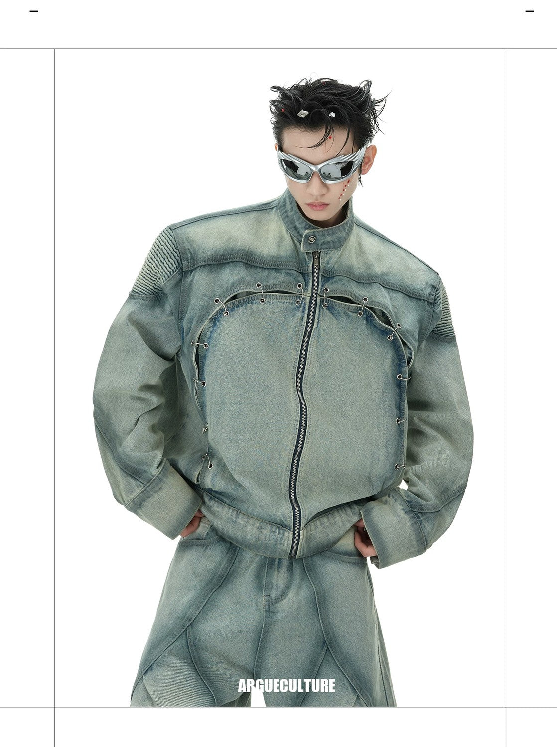 desc::distressed-ring-buckle-denim-set-vintage-washed-loose-fit-detail-img-7