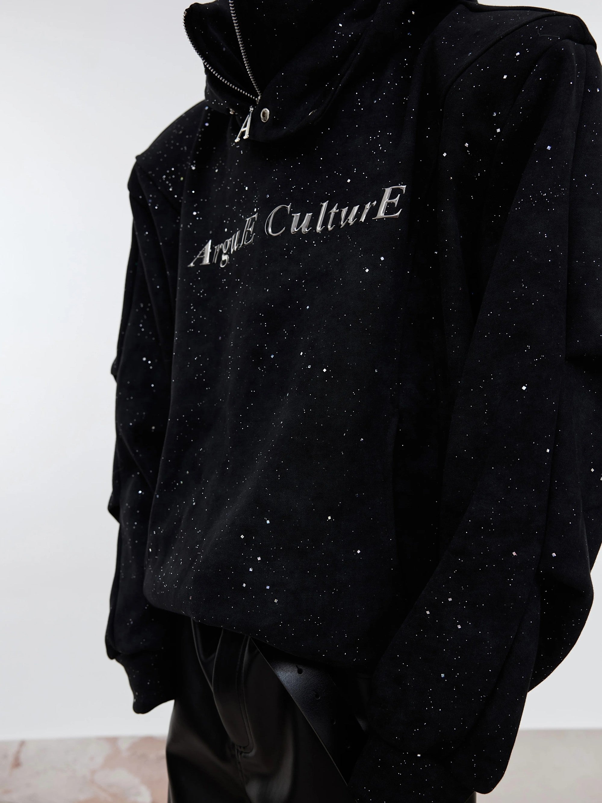Back view of the baggy streetwear hoodie showing the dropped shoulder fit