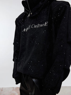 Back view of the baggy streetwear hoodie showing the dropped shoulder fit