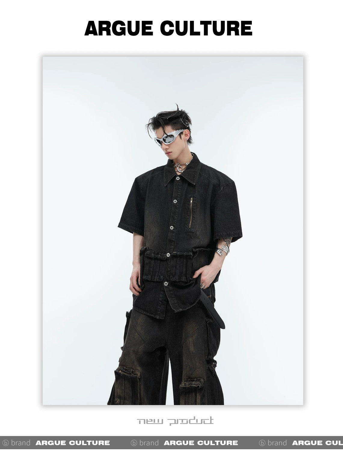 desc::distressed-short-sleeve-denim-jacket-streetwear-shirt-detail-img-11