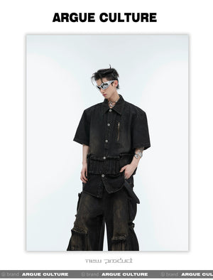 desc::distressed-short-sleeve-denim-jacket-streetwear-shirt-detail-img-11