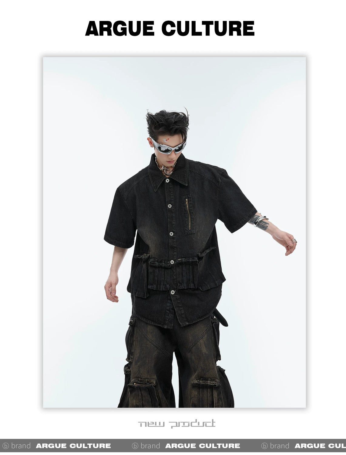 desc::distressed-short-sleeve-denim-jacket-streetwear-shirt-detail-img-13