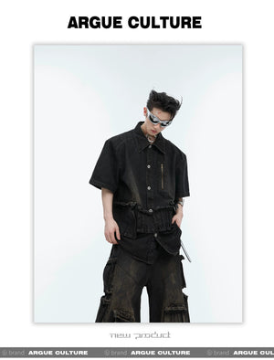 desc::distressed-short-sleeve-denim-jacket-streetwear-shirt-detail-img-14