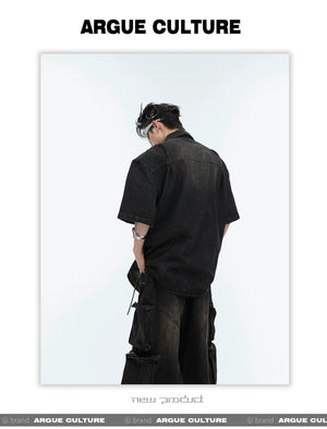 desc::distressed-short-sleeve-denim-jacket-streetwear-shirt-detail-img-16