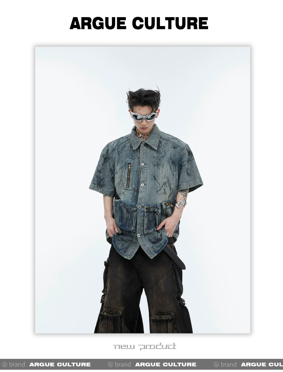 desc::distressed-short-sleeve-denim-jacket-streetwear-shirt-detail-img-2