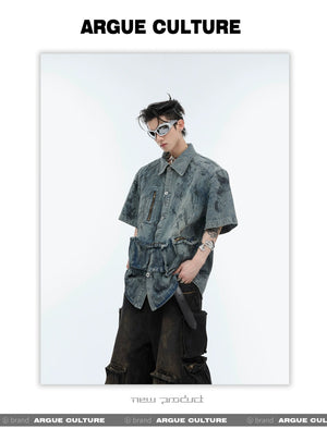 desc::distressed-short-sleeve-denim-jacket-streetwear-shirt-detail-img-4