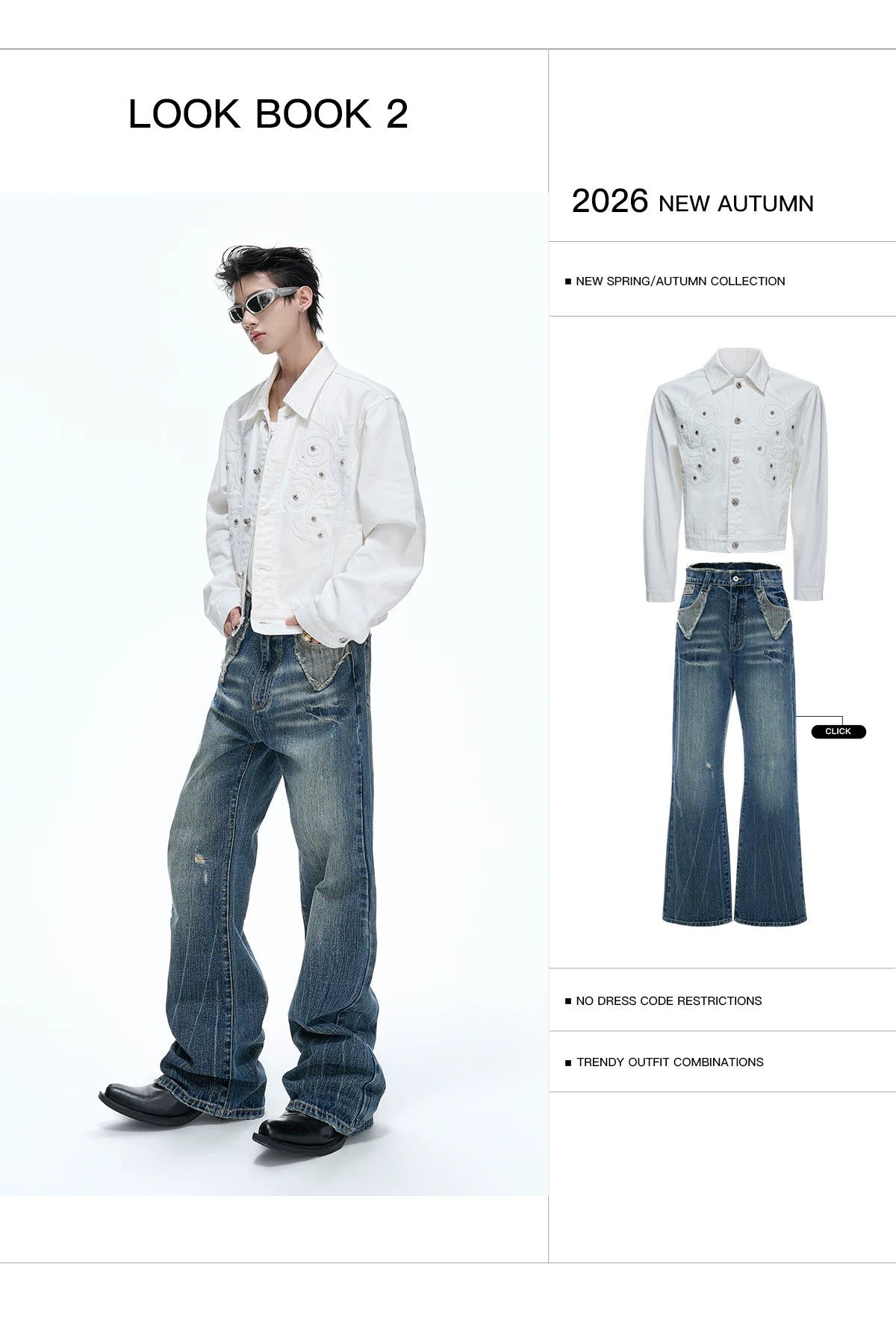 Distressed Slub Boot-Cut Jeans in Washed Dark Blue - detail image 5