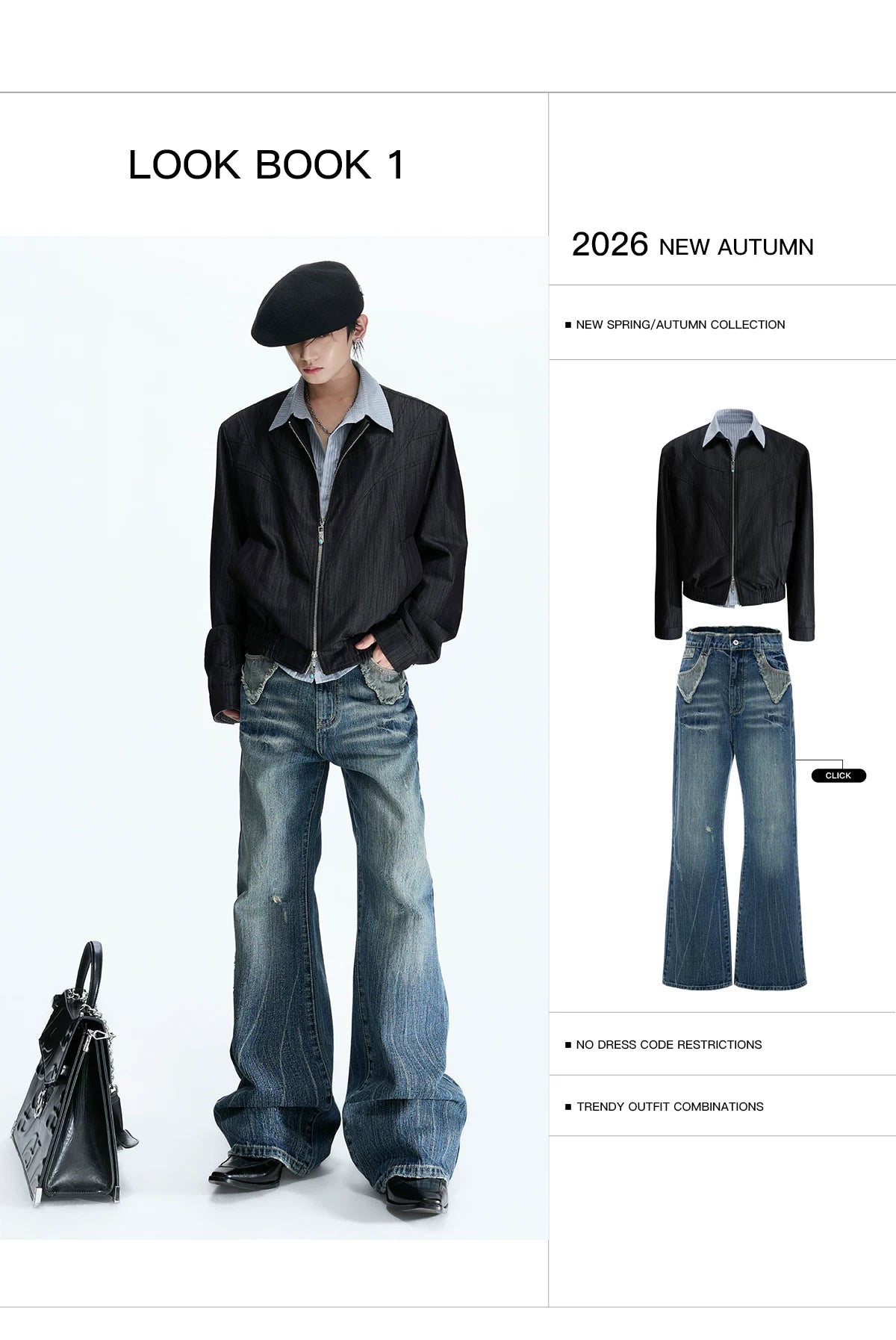 Distressed Slub Boot-Cut Jeans in Washed Dark Blue - detail image 4