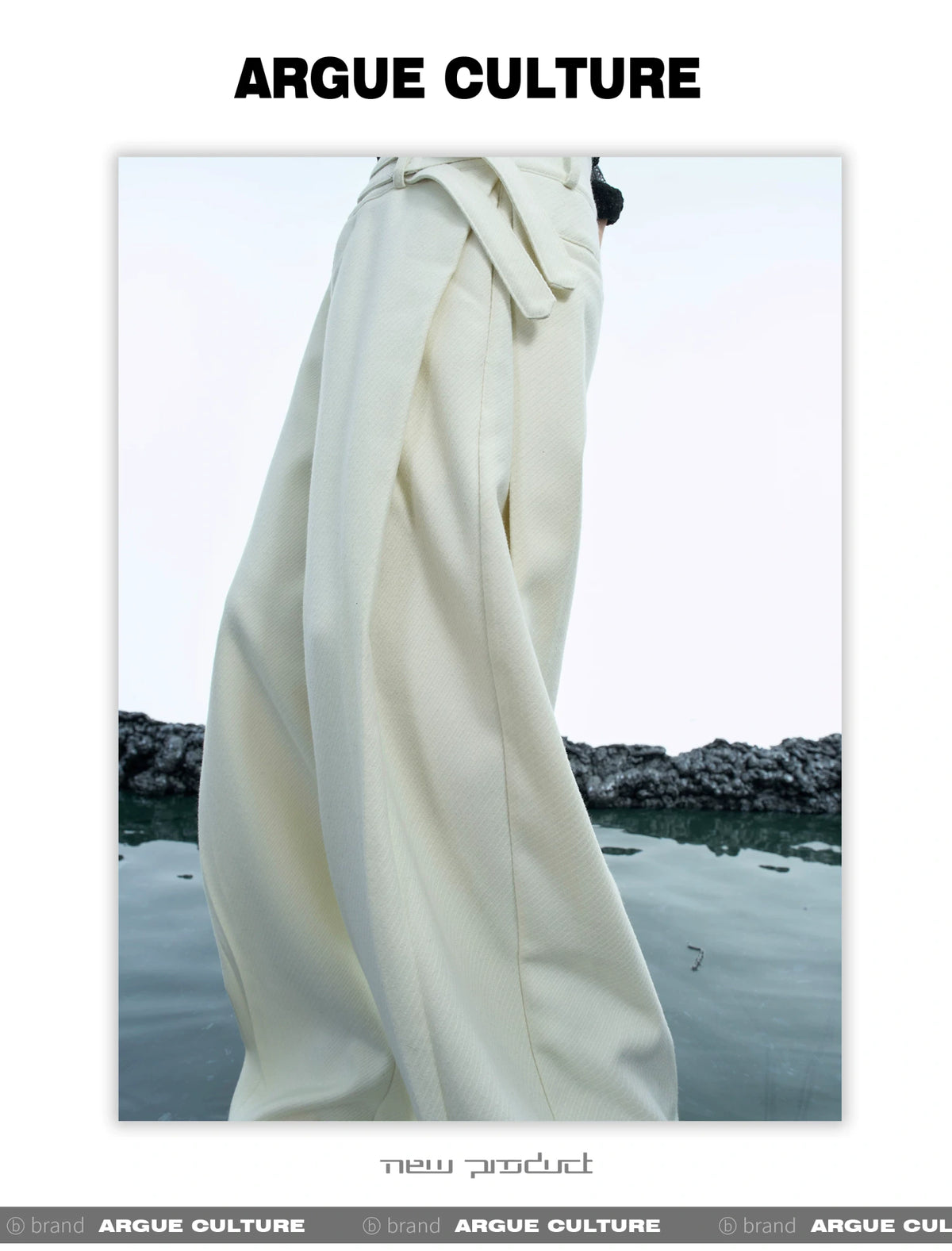 Double-Belt Wide-Leg Trousers in Black or Beige - detail image 10