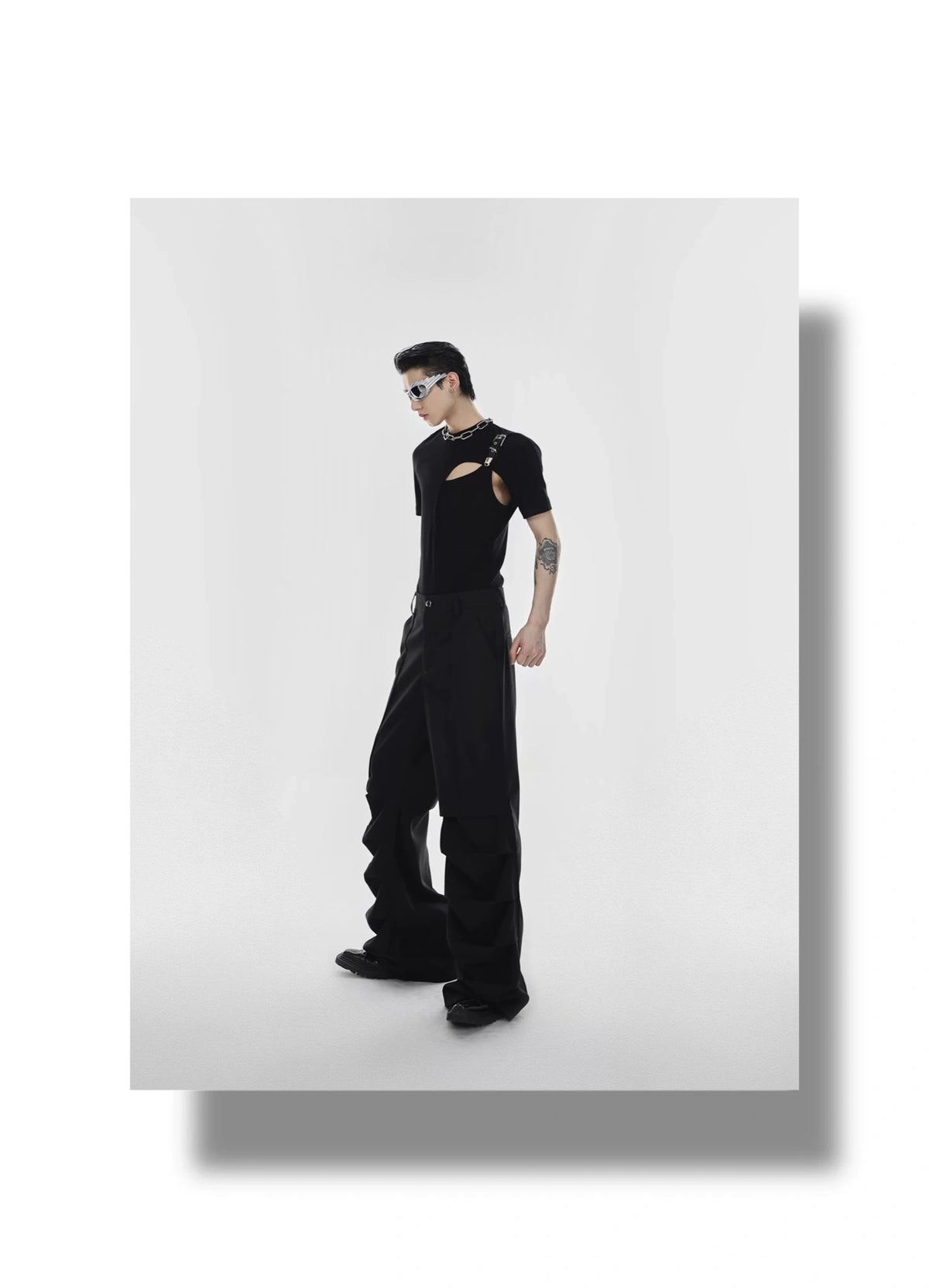 Double-Layer Cutout Ribbed Cotton T-Shirt - detail image 8