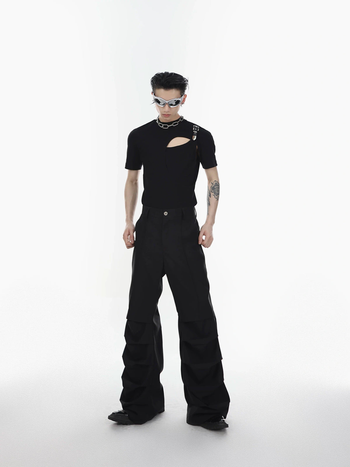 Double-Layer Cutout Ribbed Cotton T-Shirt - main image 4
