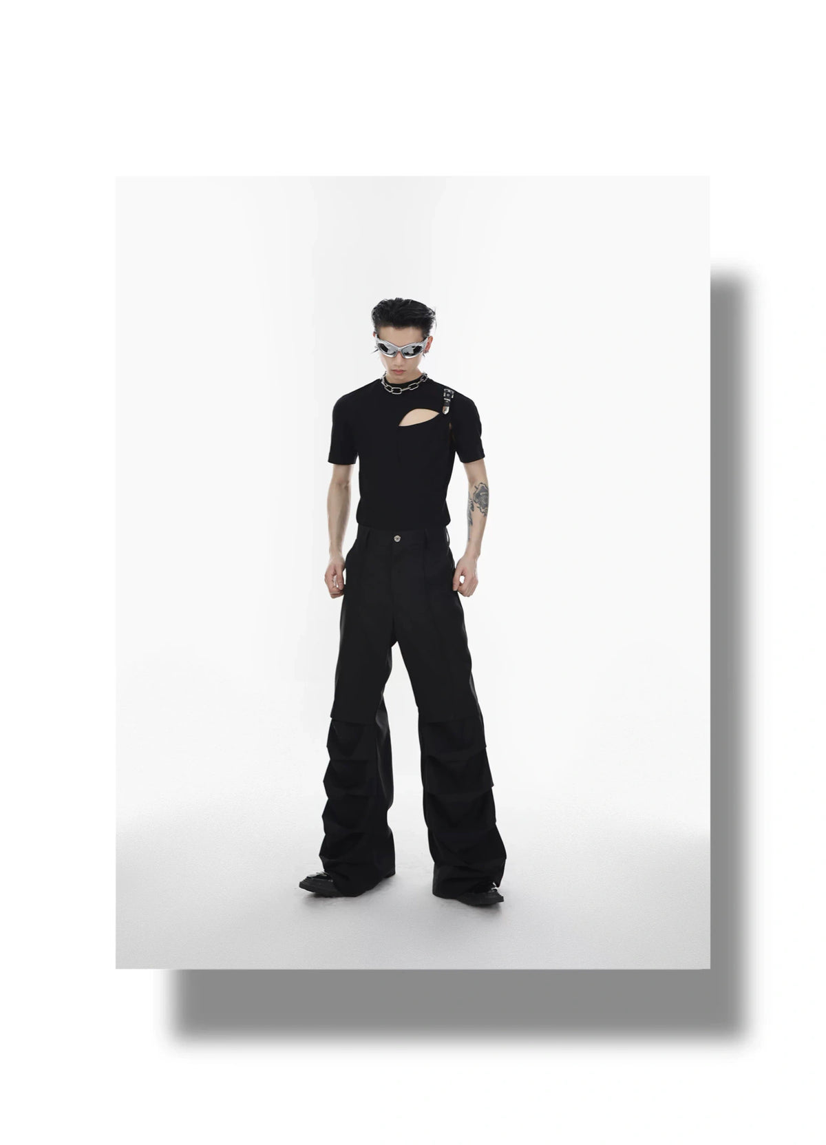 Double-Layer Cutout Ribbed Cotton T-Shirt - detail image 7