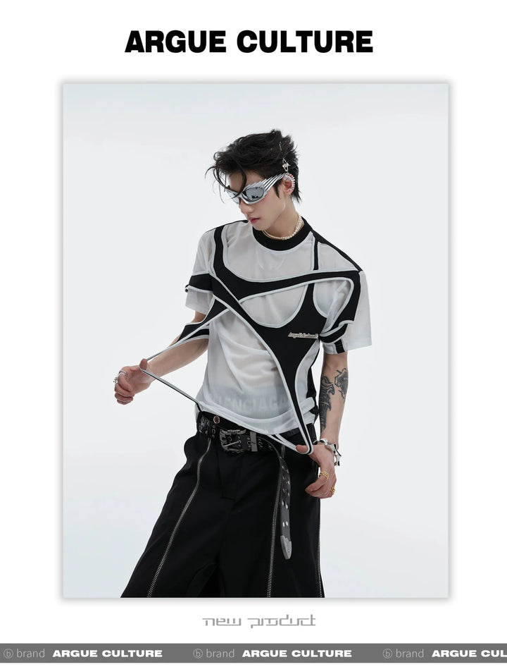 Double Layer Mesh T - Shirt | Loose Fit - See - Through - Avant - Garde Design - ArguE CulturE