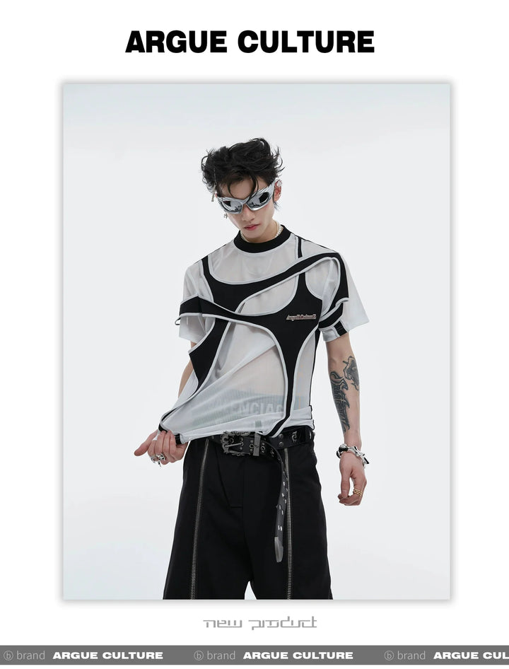 Double Layer Mesh T - Shirt | Loose Fit - See - Through - Avant - Garde Design - ArguE CulturE