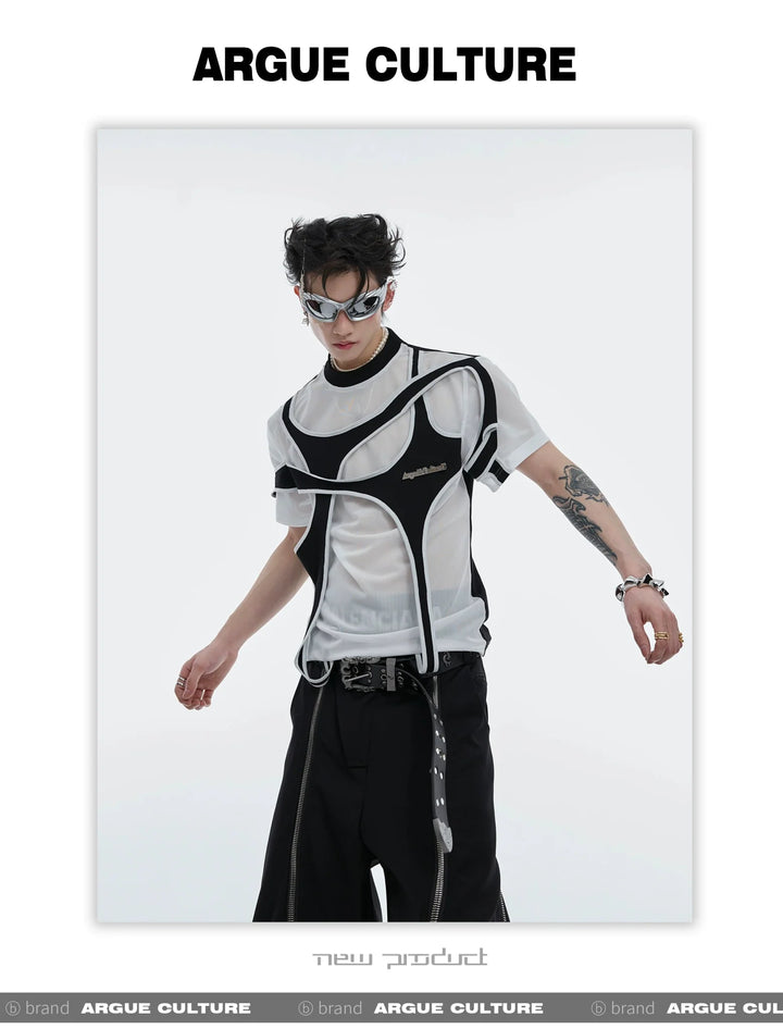 Double Layer Mesh T - Shirt | Loose Fit - See - Through - Avant - Garde Design - ArguE CulturE