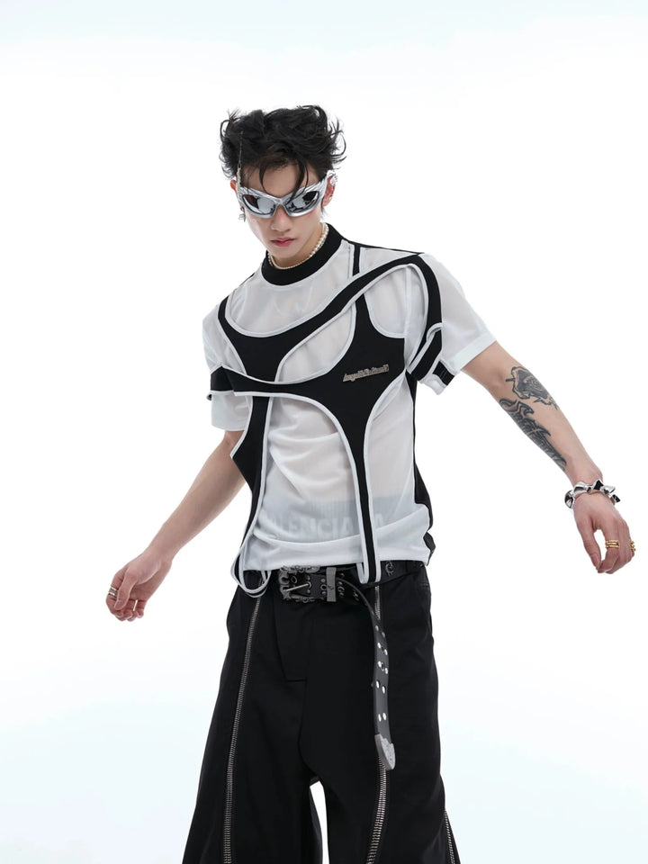 Double Layer Mesh T - Shirt | Loose Fit - See - Through - Avant - Garde Design - ArguE CulturE