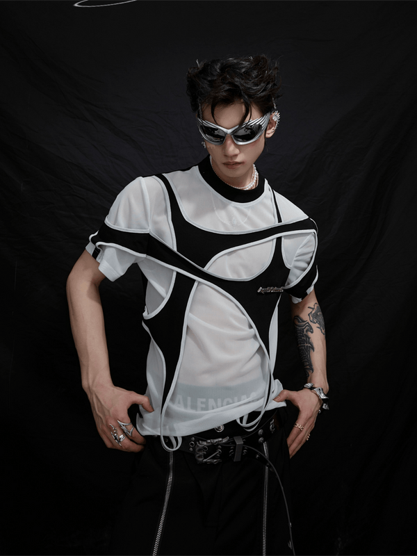 Double Layer Mesh T - Shirt | Loose Fit - See - Through - Avant - Garde Design - ArguE CulturE