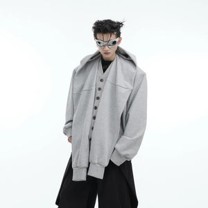 Back view of the oversized deconstructed hoodie in black