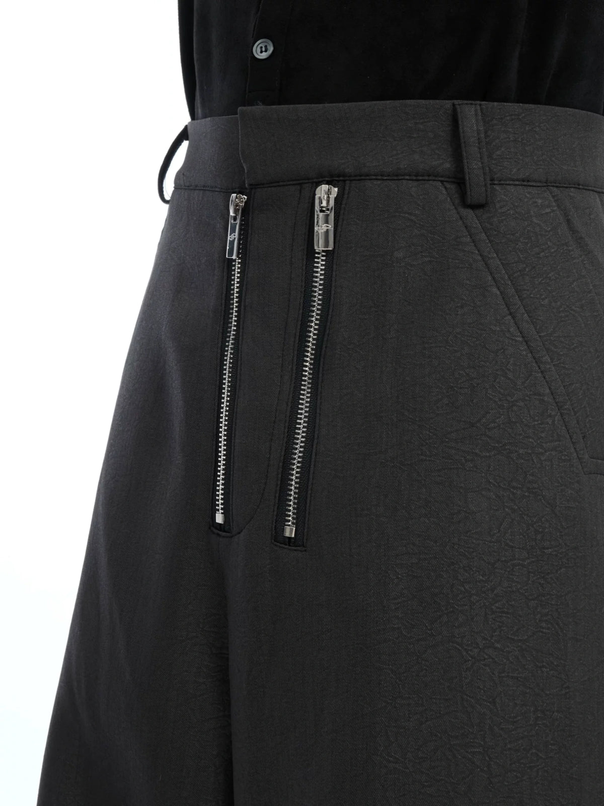 Double-Zipper Textured Straight-Leg Trousers | Grey - main image 3