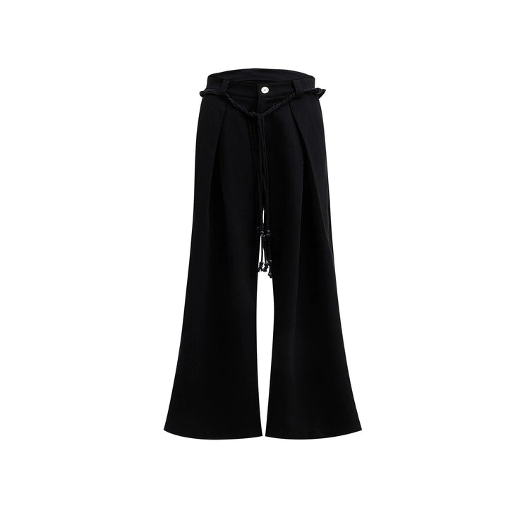 Drawstring Pleated Twill Loose Fit Casual Pants with Deconstructed Design - ArguE CulturE