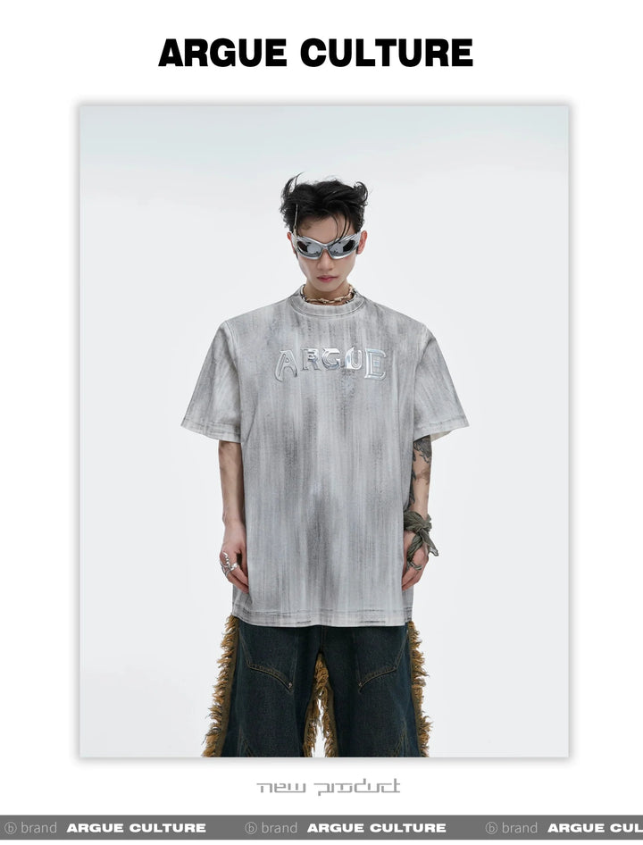 Edgy Distressed Tie - Dye Short Sleeve Tee - Deconstructed Design - ArguE CulturE