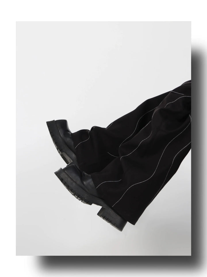 Elegant Spliced Seam Suit Trousers with Contrast Stitching in Black - ArguE CulturE