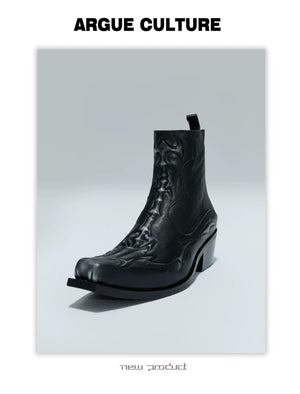 desc::embossed-spine-distressed-leather-chelsea-boots-detail-img-14