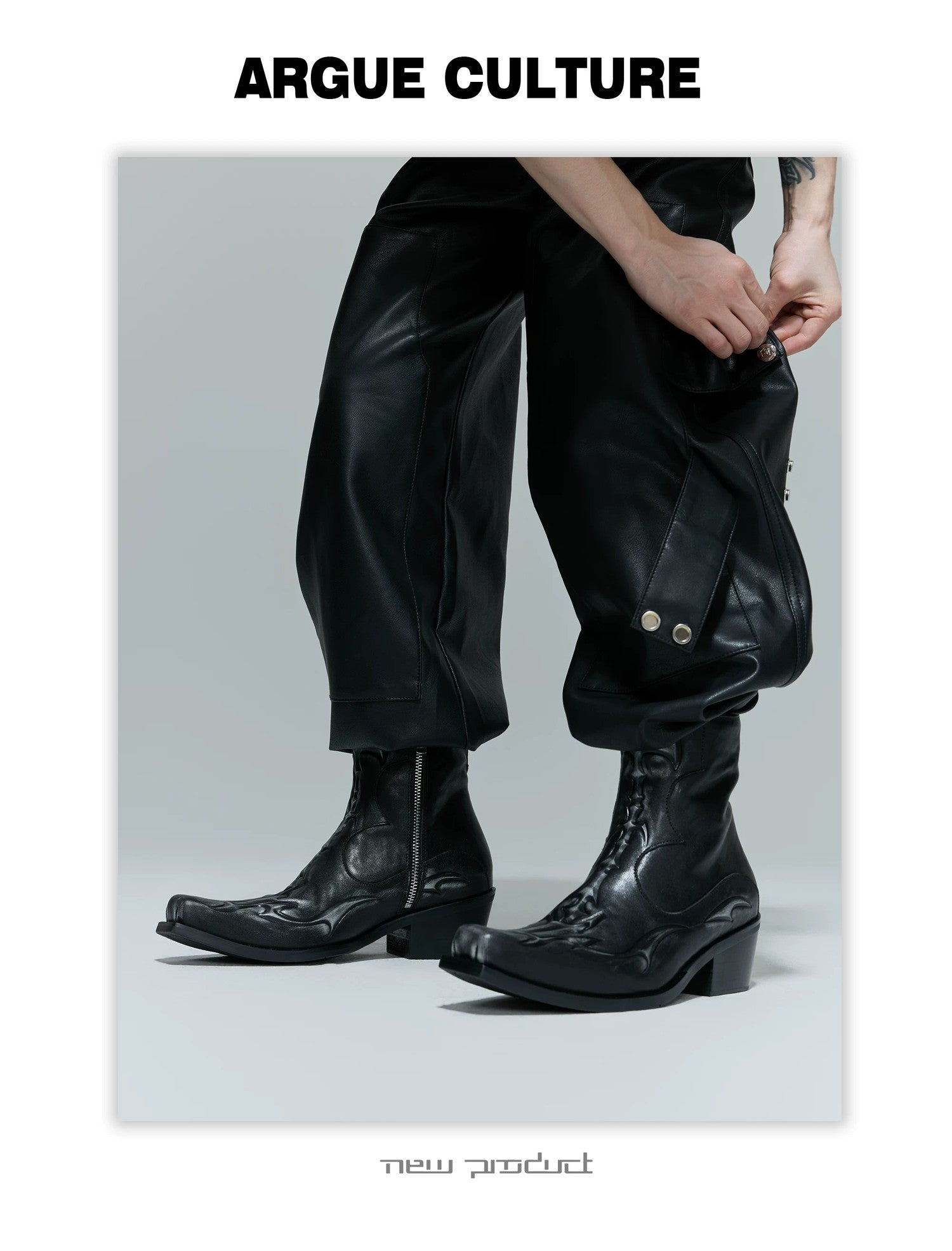 desc::embossed-spine-distressed-leather-chelsea-boots-detail-img-15