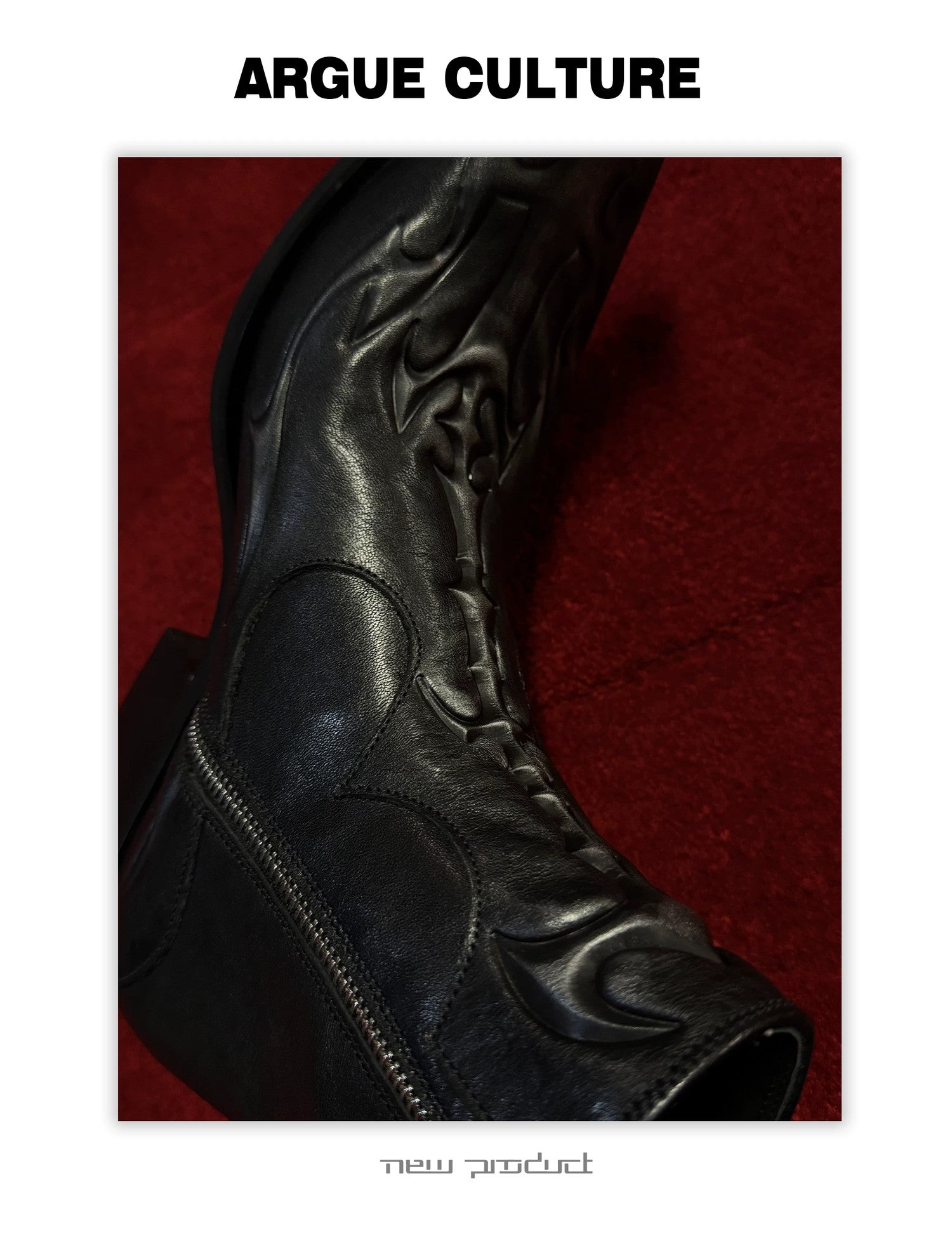 desc::embossed-spine-distressed-leather-chelsea-boots-detail-img-9