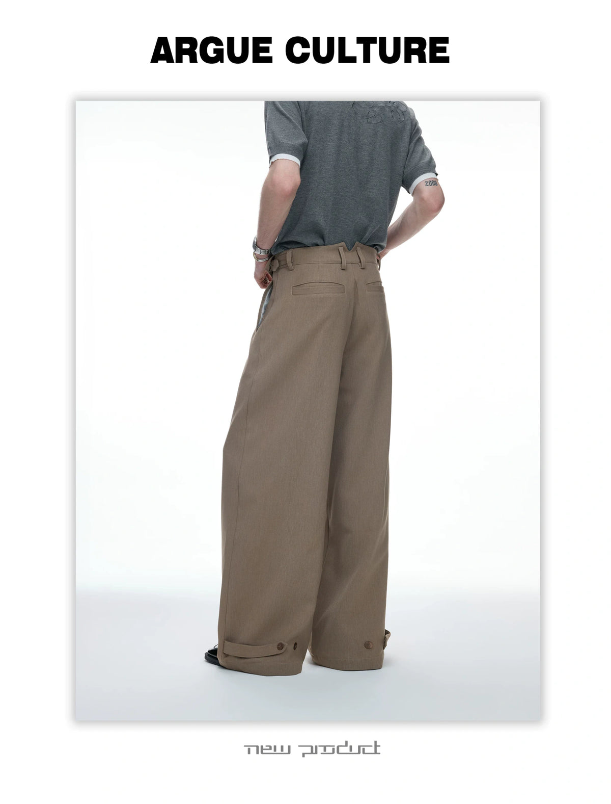 Embroidered Asymmetric Waist Wide-Leg Trousers - detail image 6