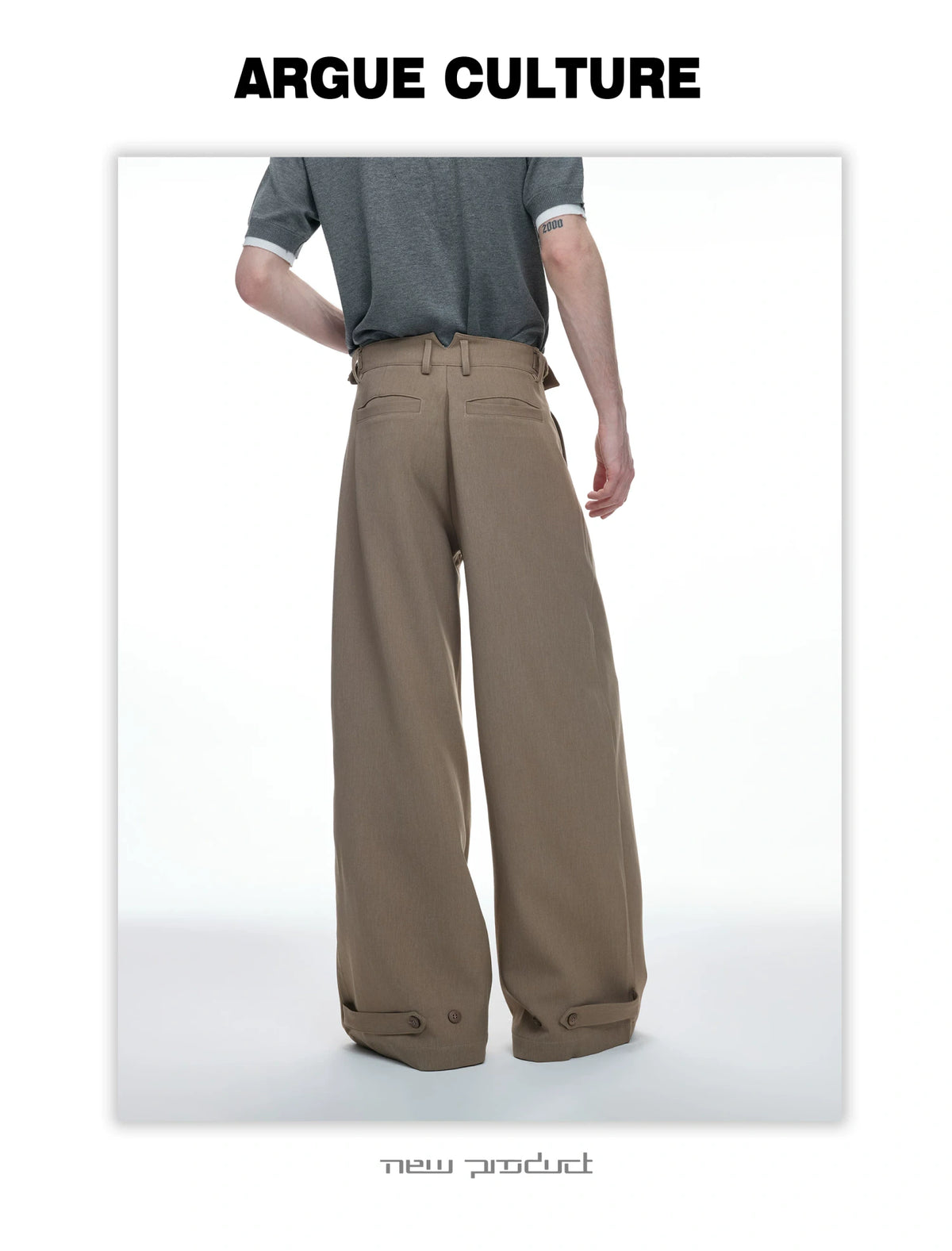 Embroidered Asymmetric Waist Wide-Leg Trousers - detail image 5