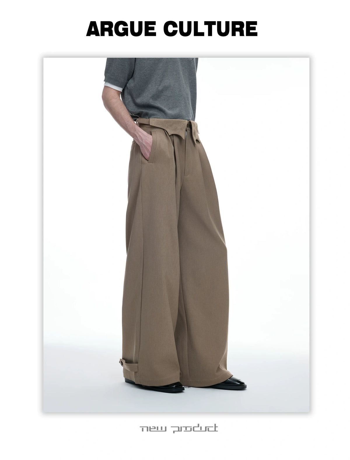 Embroidered Asymmetric Waist Wide-Leg Trousers - detail image 10
