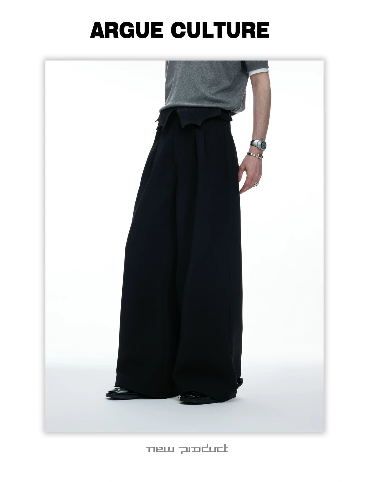 Embroidered Asymmetric Waist Wide-Leg Trousers - detail image 15