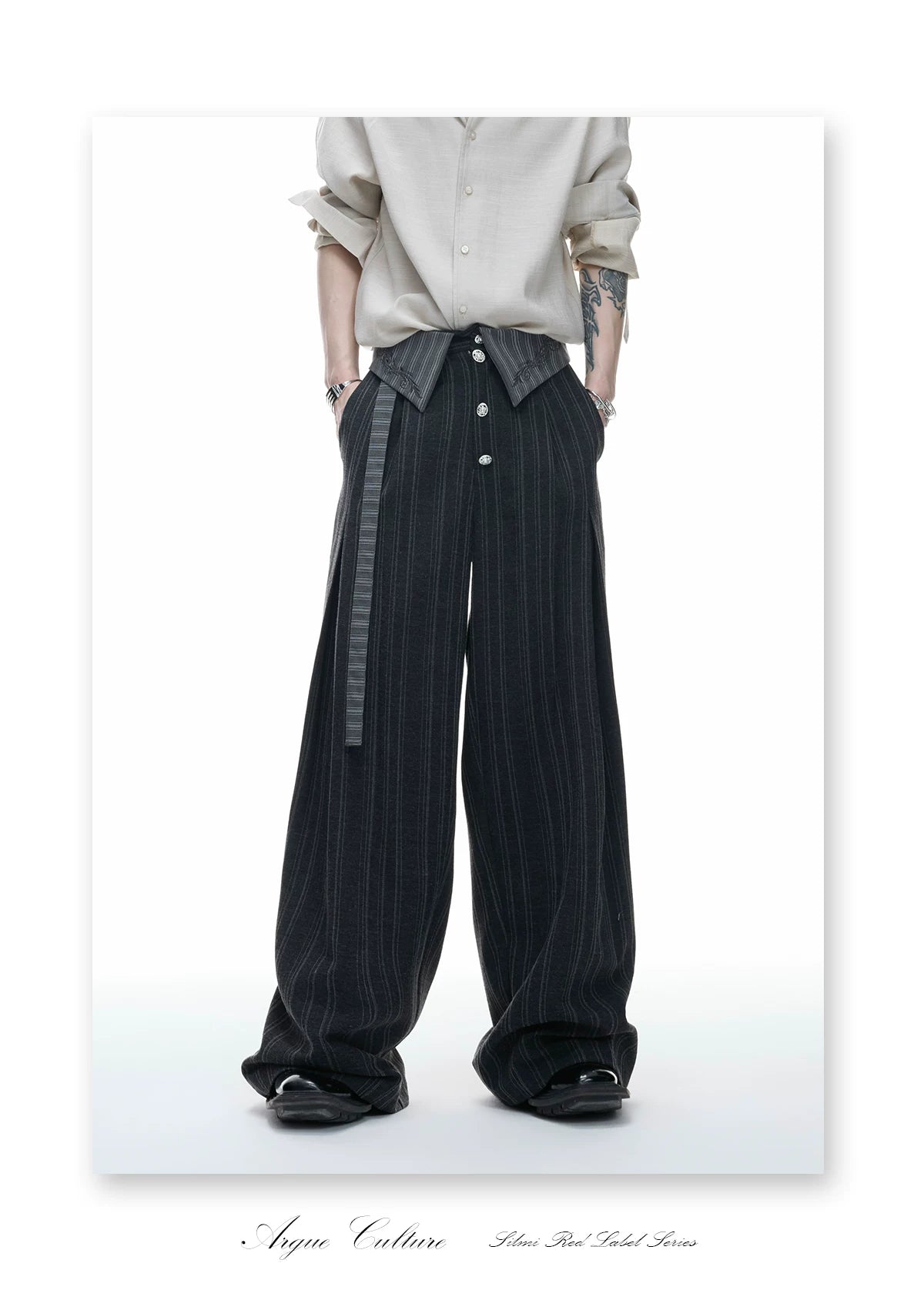 Embroidered High-Rise Wide-Leg Trousers | Relaxed - detail image 3