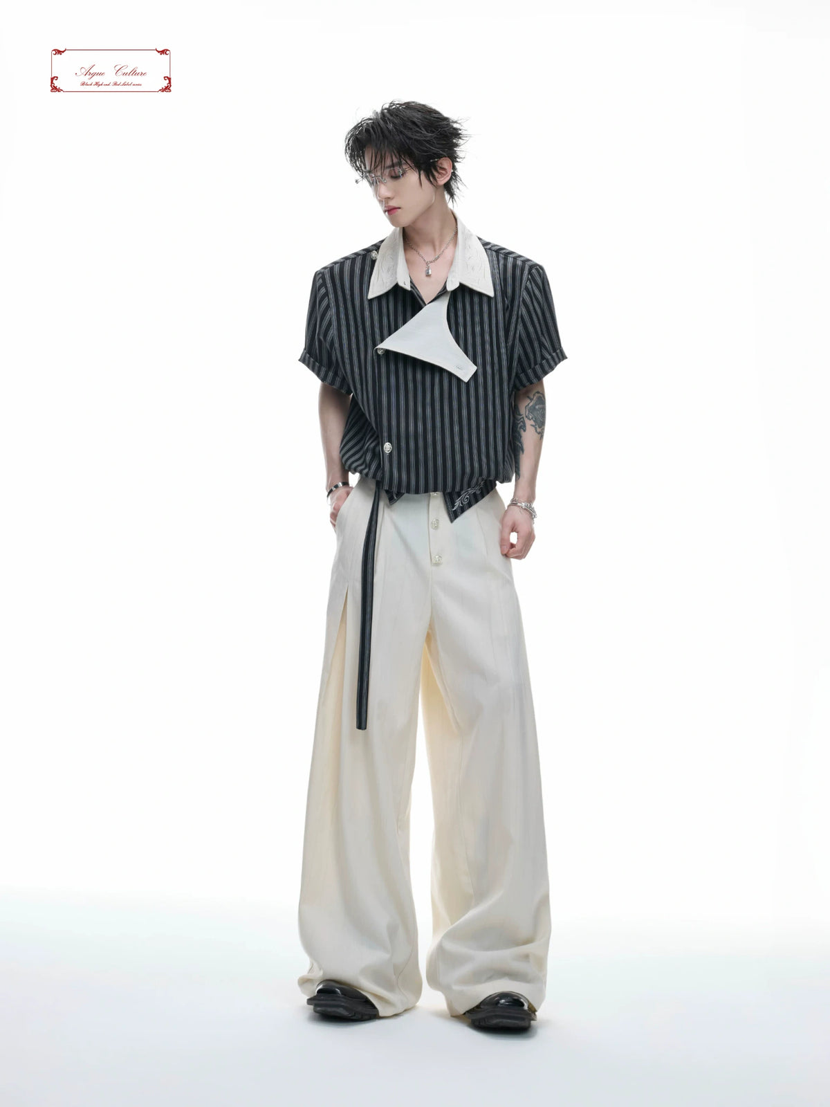 Embroidered High-Rise Wide-Leg Trousers | Relaxed - main image 3