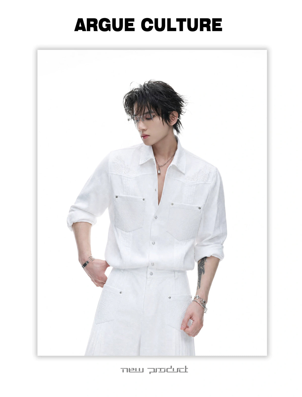 Embroidered Lyocell Linen Relaxed Shirt & Pants Set - detail image 8