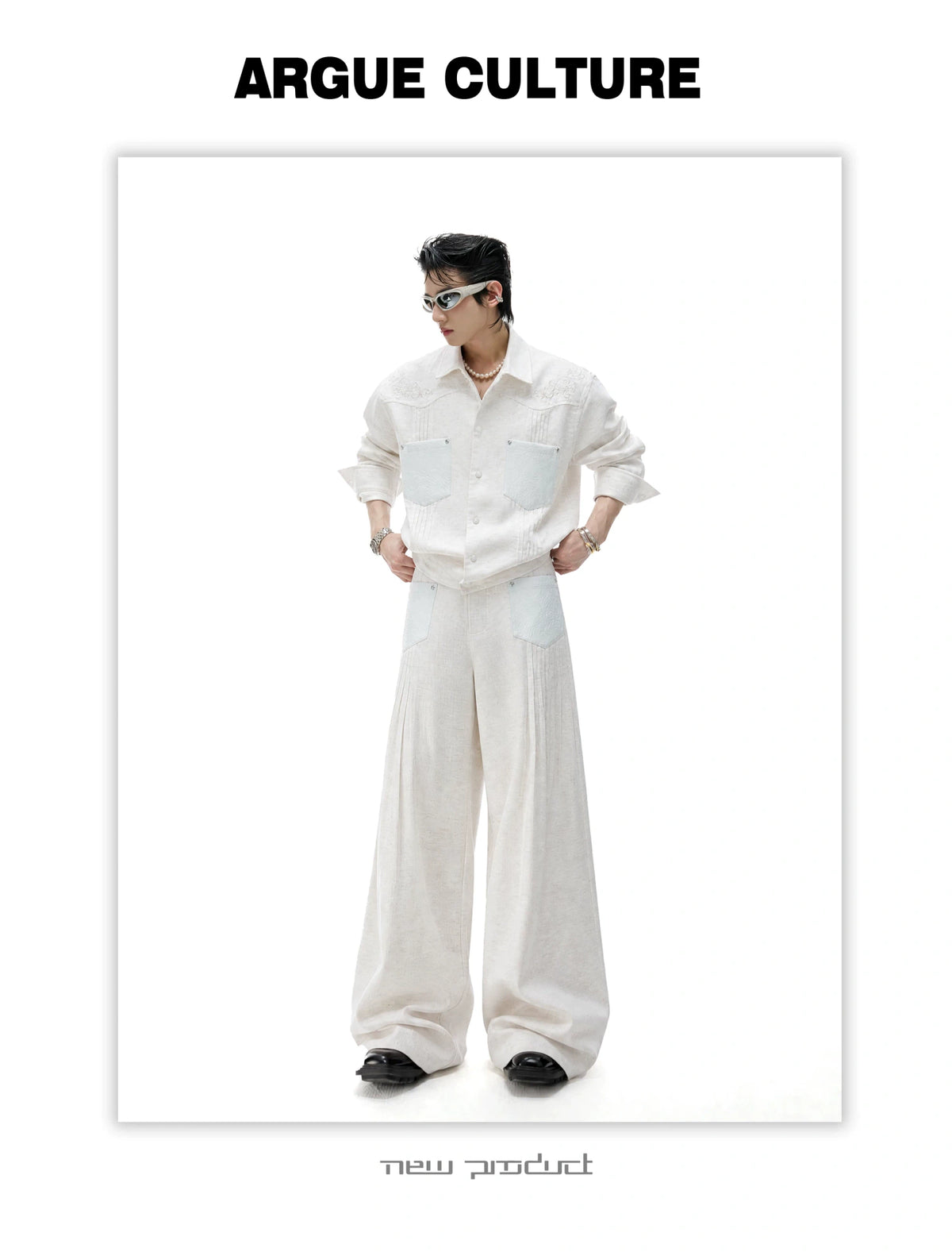 Embroidered Lyocell Linen Relaxed Shirt & Pants Set - detail image 10