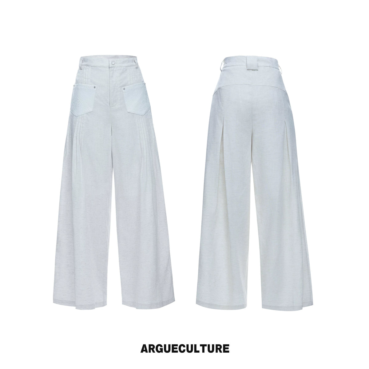 Embroidered Lyocell Linen Relaxed Shirt & Pants Set - White Pants