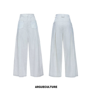 Embroidered Lyocell Linen Relaxed Shirt & Pants Set - White Pants