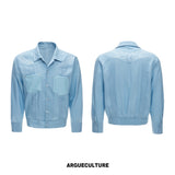 Embroidered Lyocell Linen Relaxed Shirt & Pants Set - Blue Top