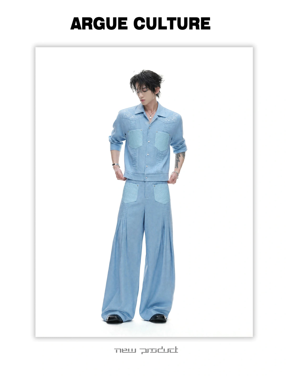 Embroidered Lyocell Linen Relaxed Shirt & Pants Set - detail image 4