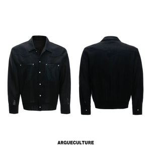 Embroidered Lyocell Linen Relaxed Shirt & Pants Set - Black Top