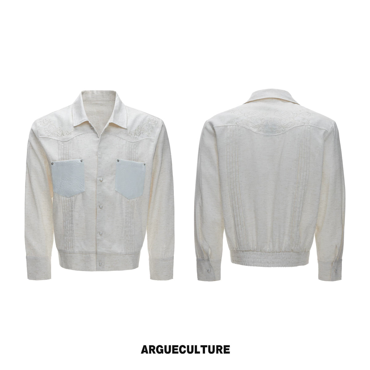 Embroidered Lyocell Linen Relaxed Shirt & Pants Set - Khaki Top