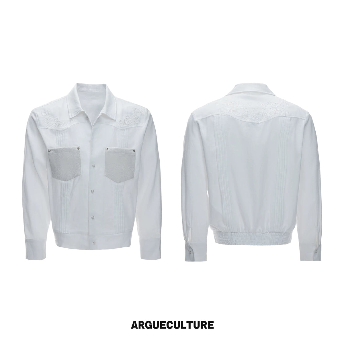 Embroidered Lyocell Linen Relaxed Shirt & Pants Set - White Top
