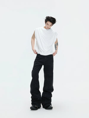 Embroidered Stretch Cotton Tank Top in Black, White & Gray - main image 3
