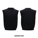 Embroidered Stretch Cotton Tank Top in Black, White & Gray - Black