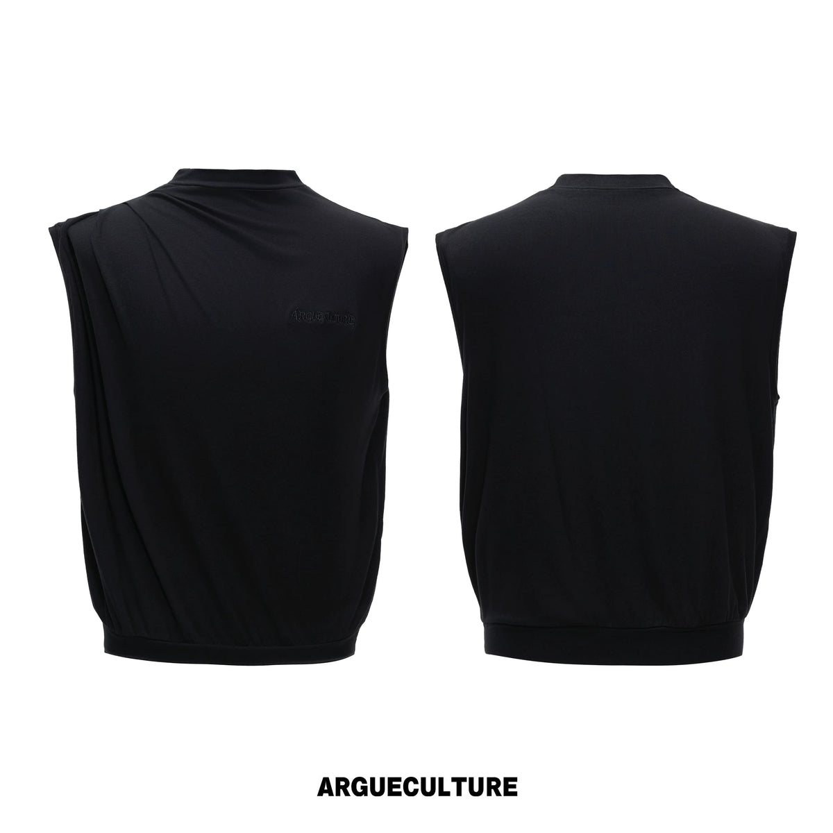 Embroidered Stretch Cotton Tank Top in Black, White & Gray - Black